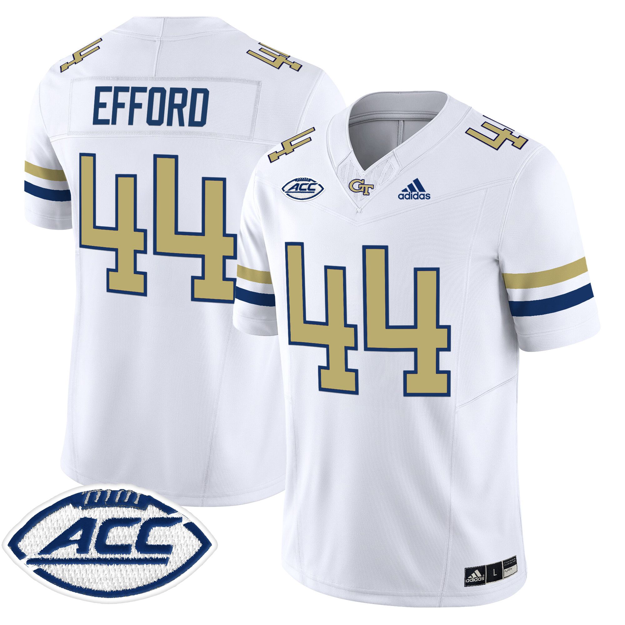 Men Georgia Tech #44 Efford White Asidas 2024 Vapor Limited NCAA Jersey